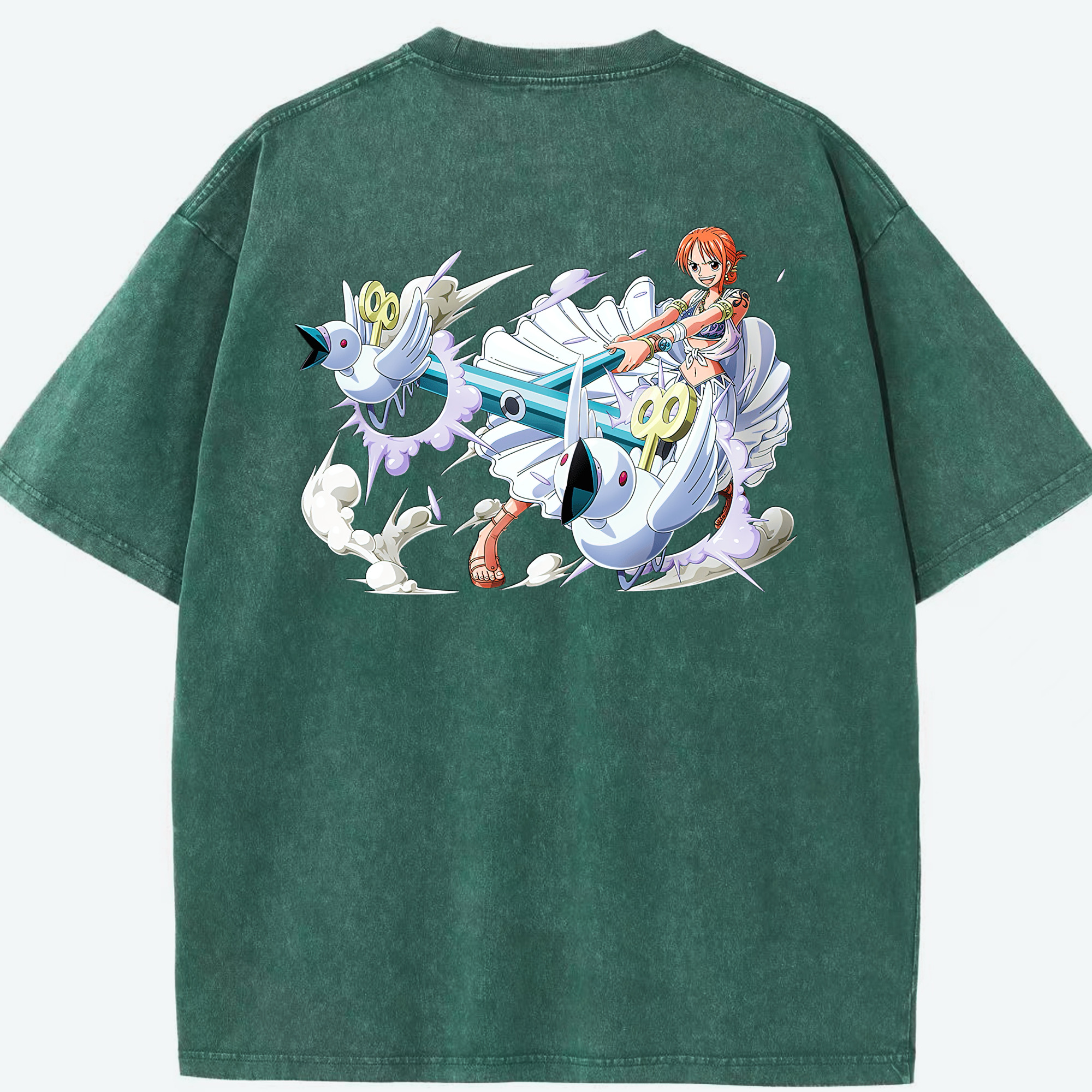ワンピース ナミ ONE PIECE Nami 綿100% ヴィンテージ風 半袖Tシャツ（背面プリント）